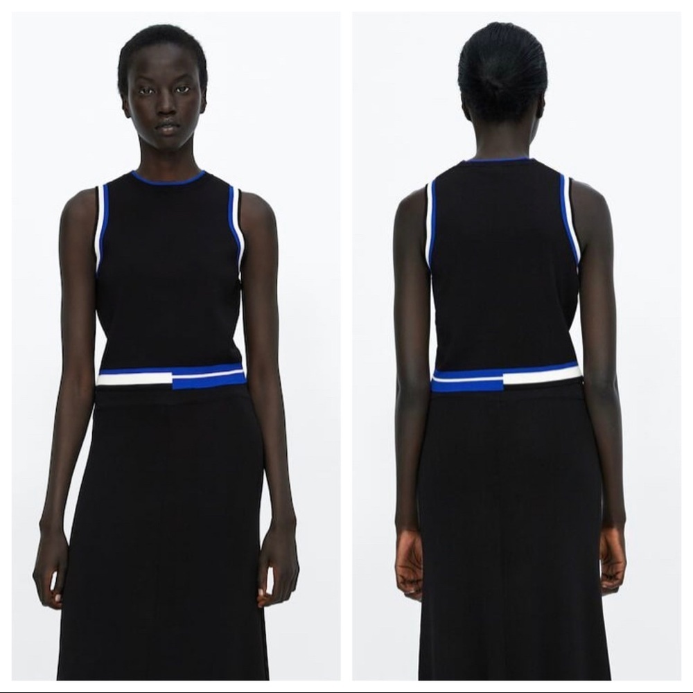 NWOT. Zara Contrast Knit Crop Top. Size M.